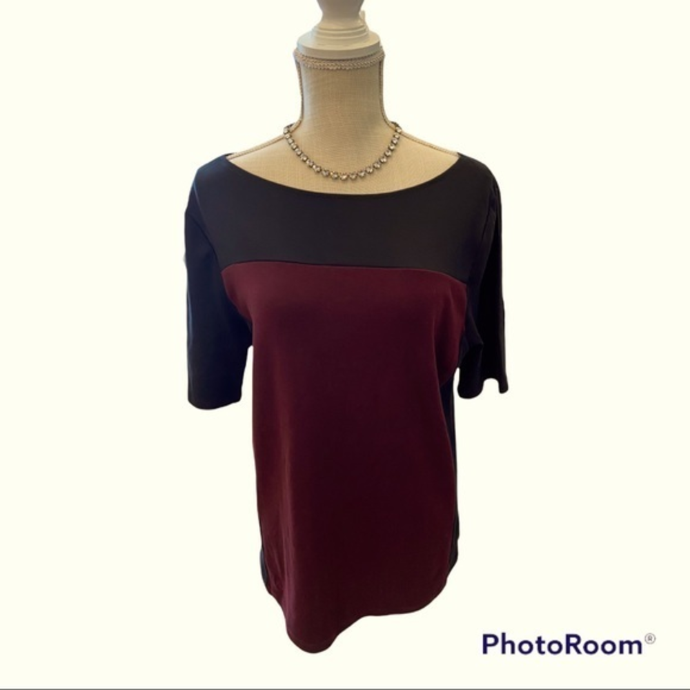 Lauren by Ralph Lauren‎ Cranberry and Black Blouse size XL